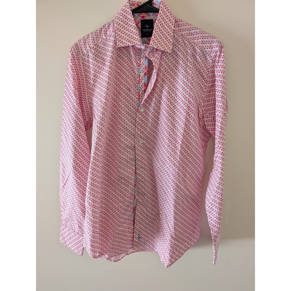 TailorByrd Small Geometric Shirt 100% Cotton Long Sleeve Stylish Untucked